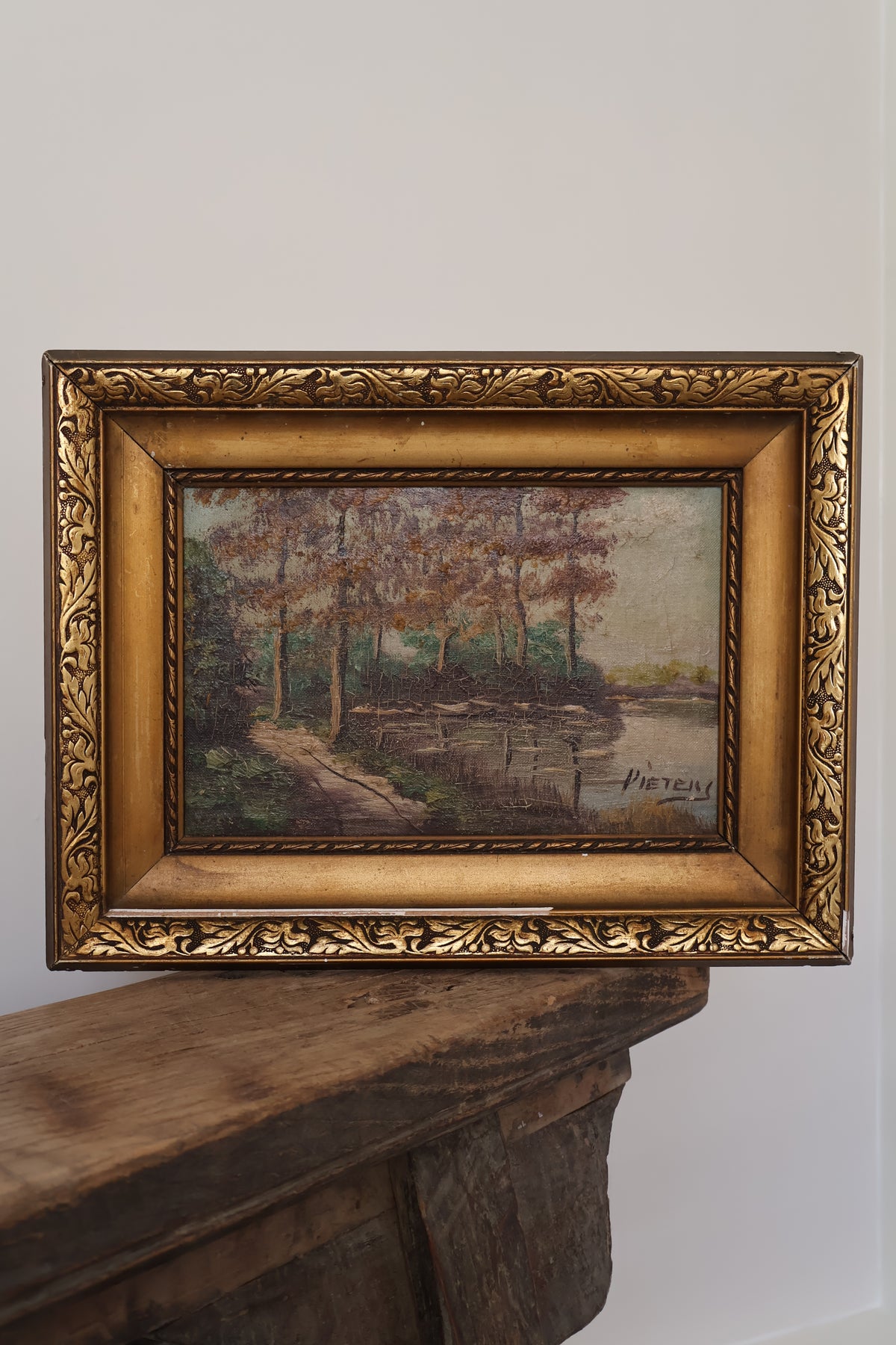 Antique Early 20th Century Pair of Dutch Landscape Oil on Canvas