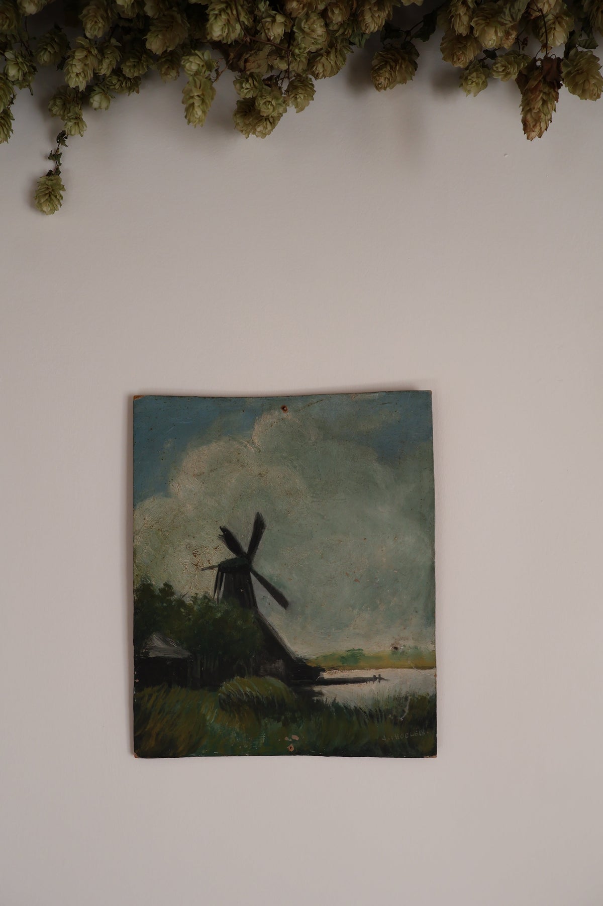 Antique Early 20th Century Oil on Board Dutch Scene