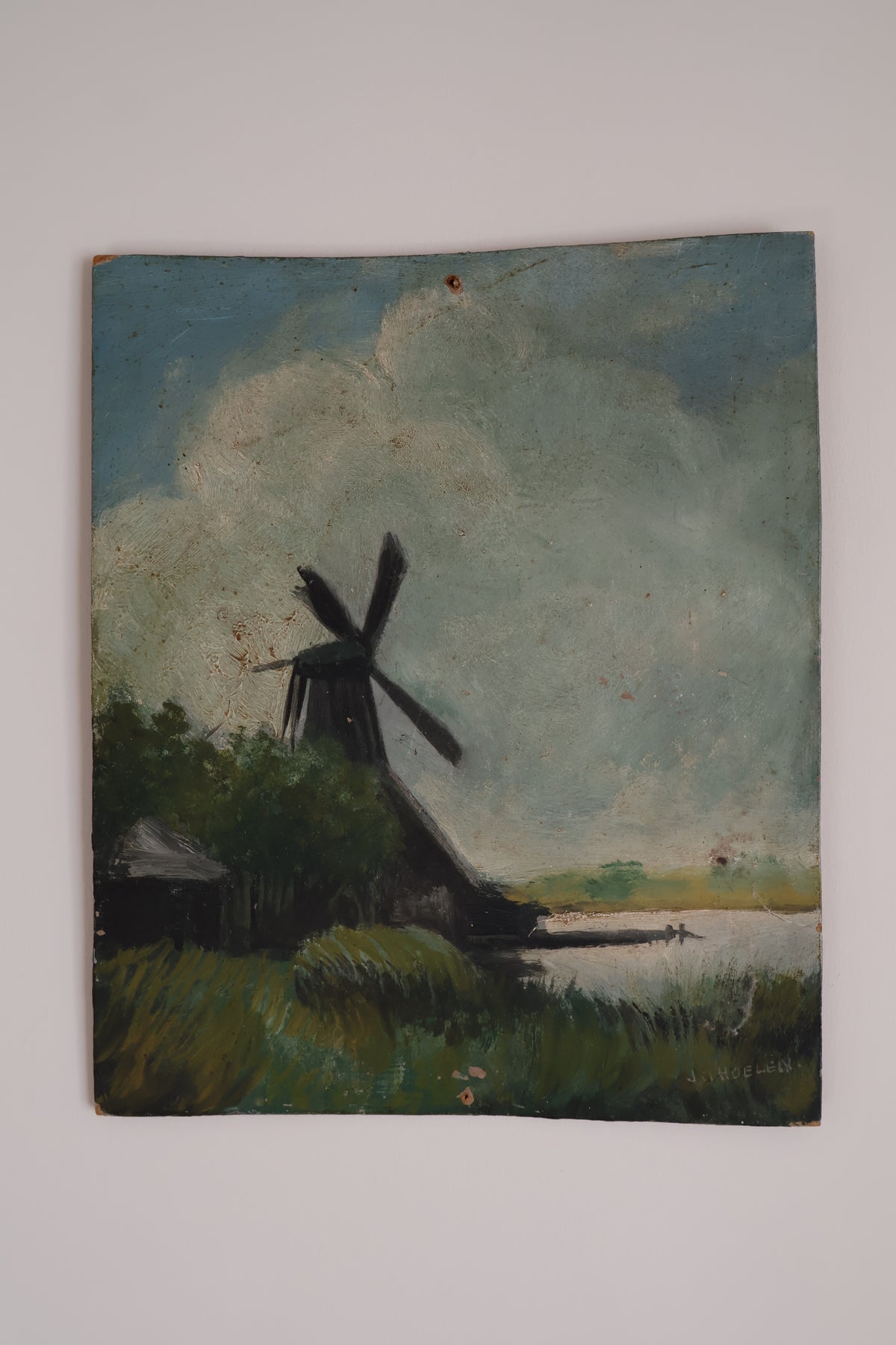 Antique Early 20th Century Oil on Board Dutch Scene