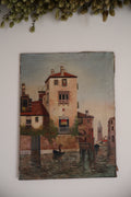 Antique Early 20th Century Large Oil on Canvas Venice Scene