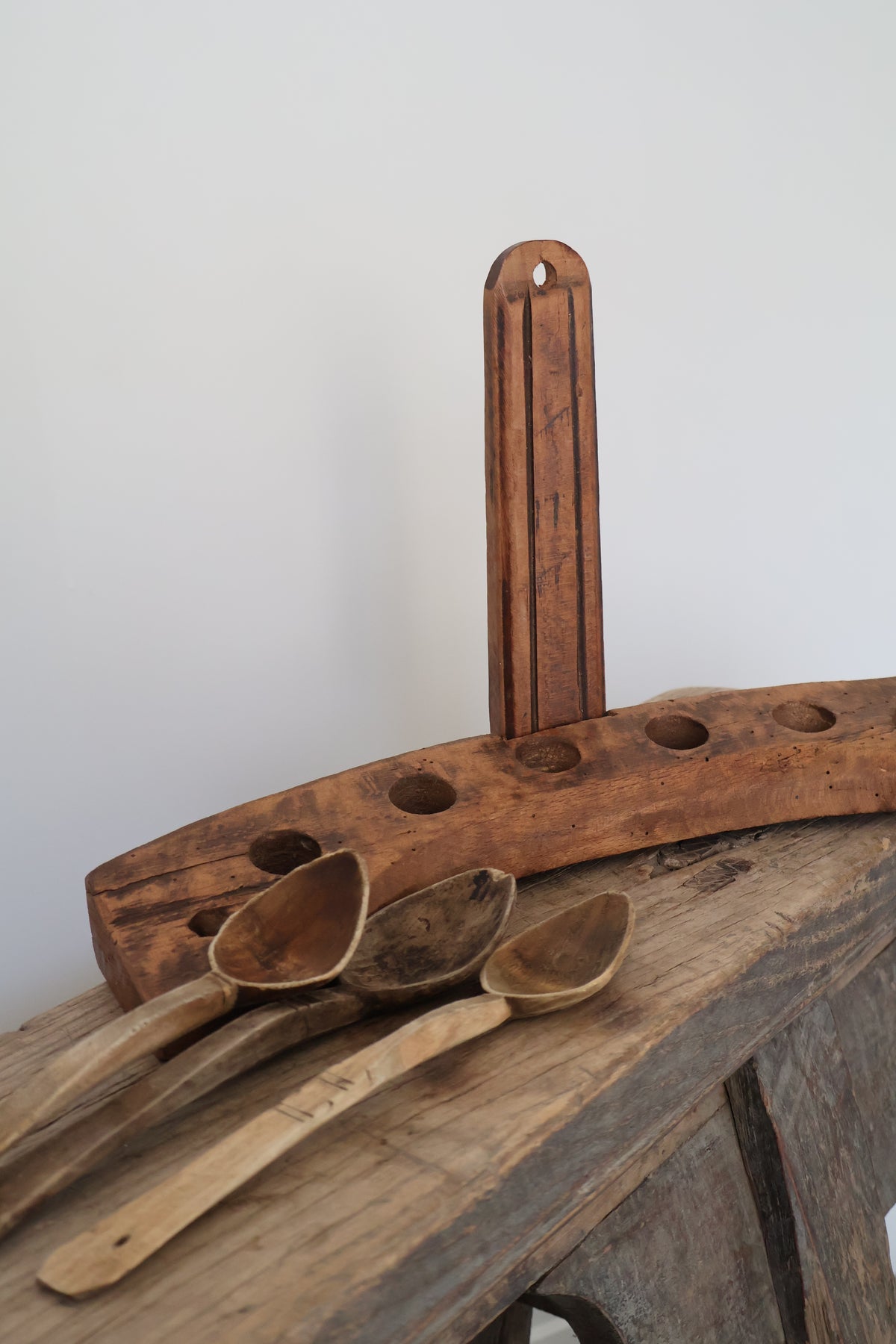 Vintage Primitive Eastern European Spoon Rack