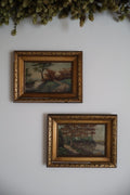 Antique Early 20th Century Pair of Dutch Landscape Oil on Canvas