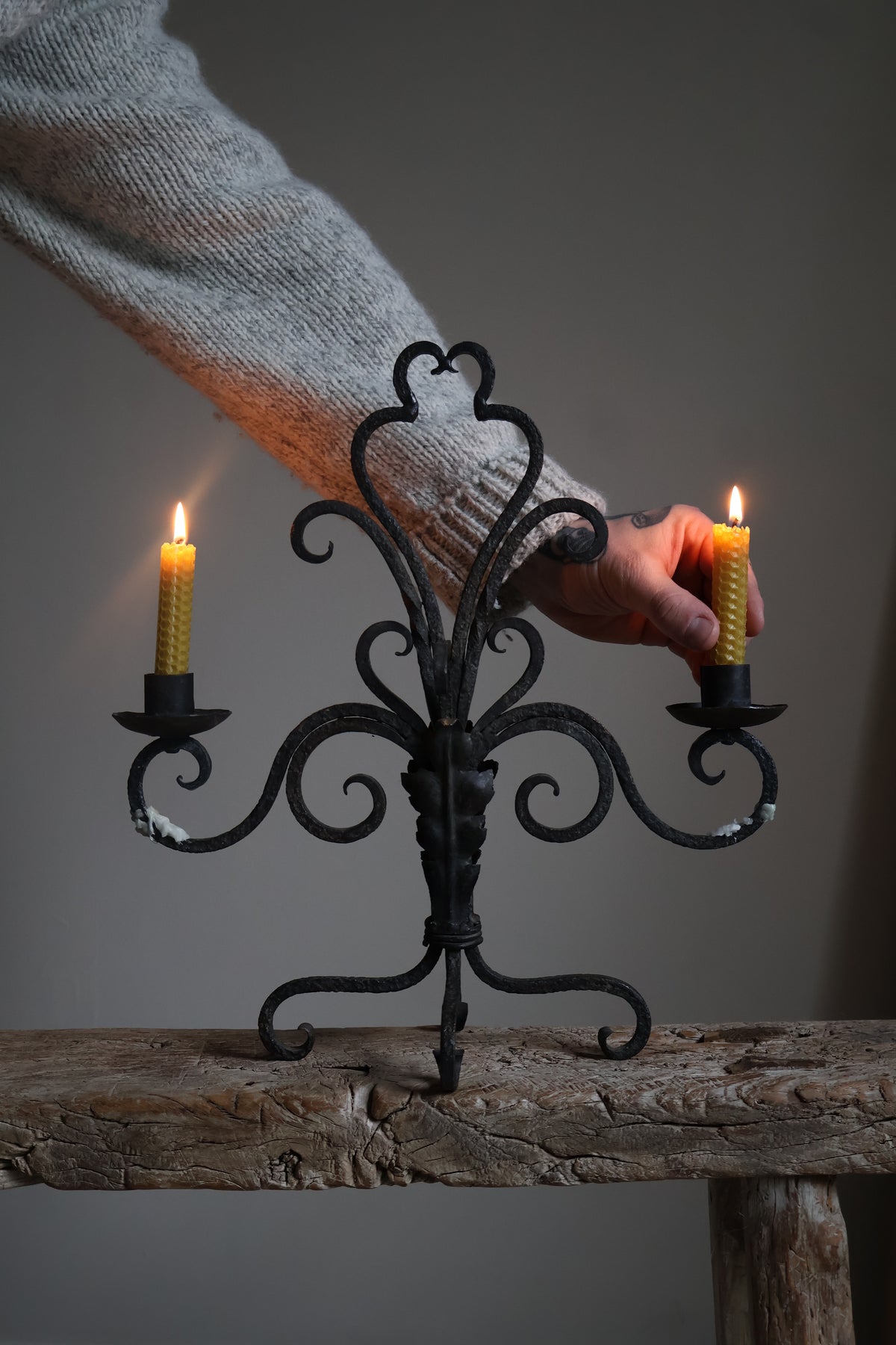 Antique French Wrought Iron Candelabra