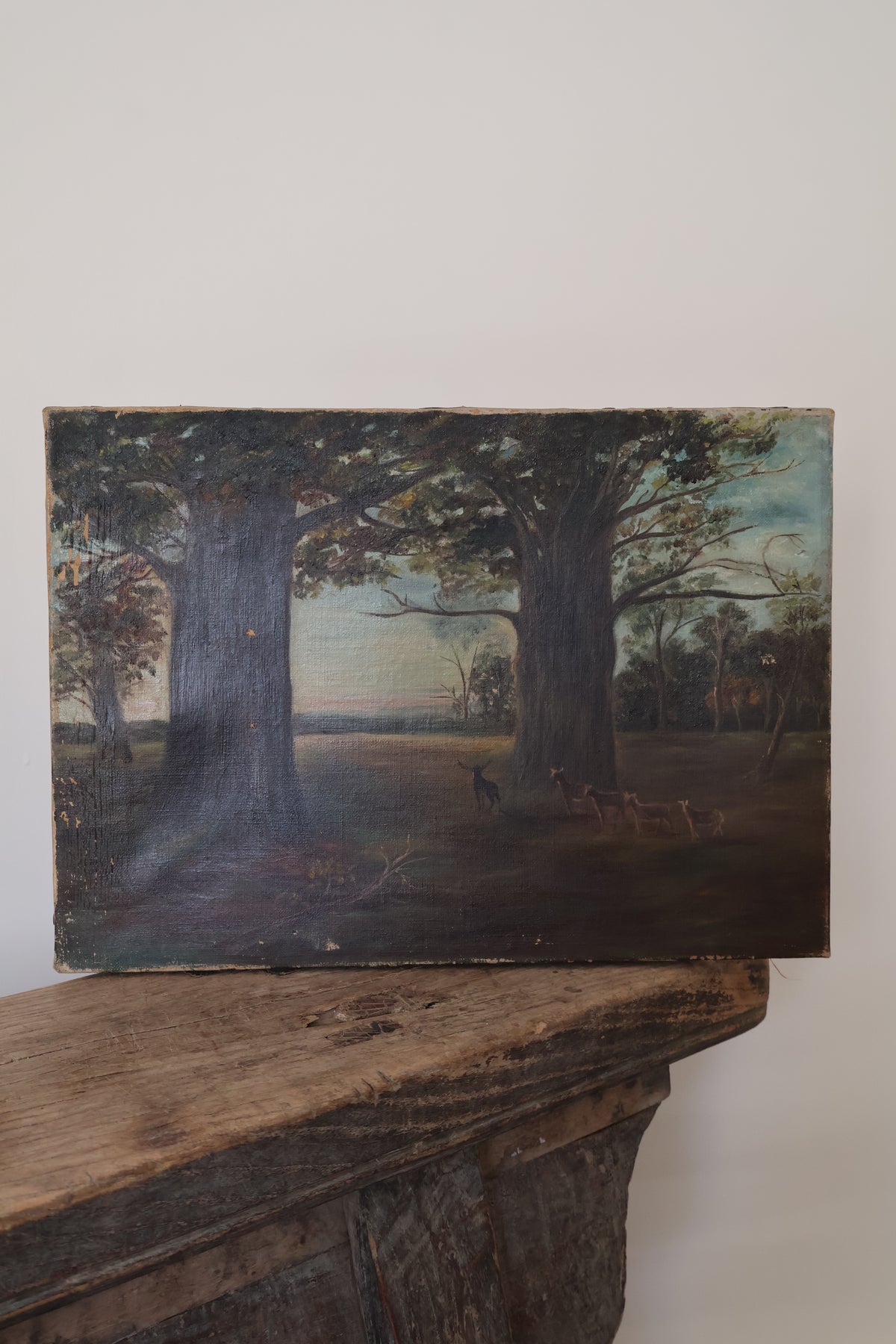 Antique Early 20th Century Oil on Canvas Landscape Scene