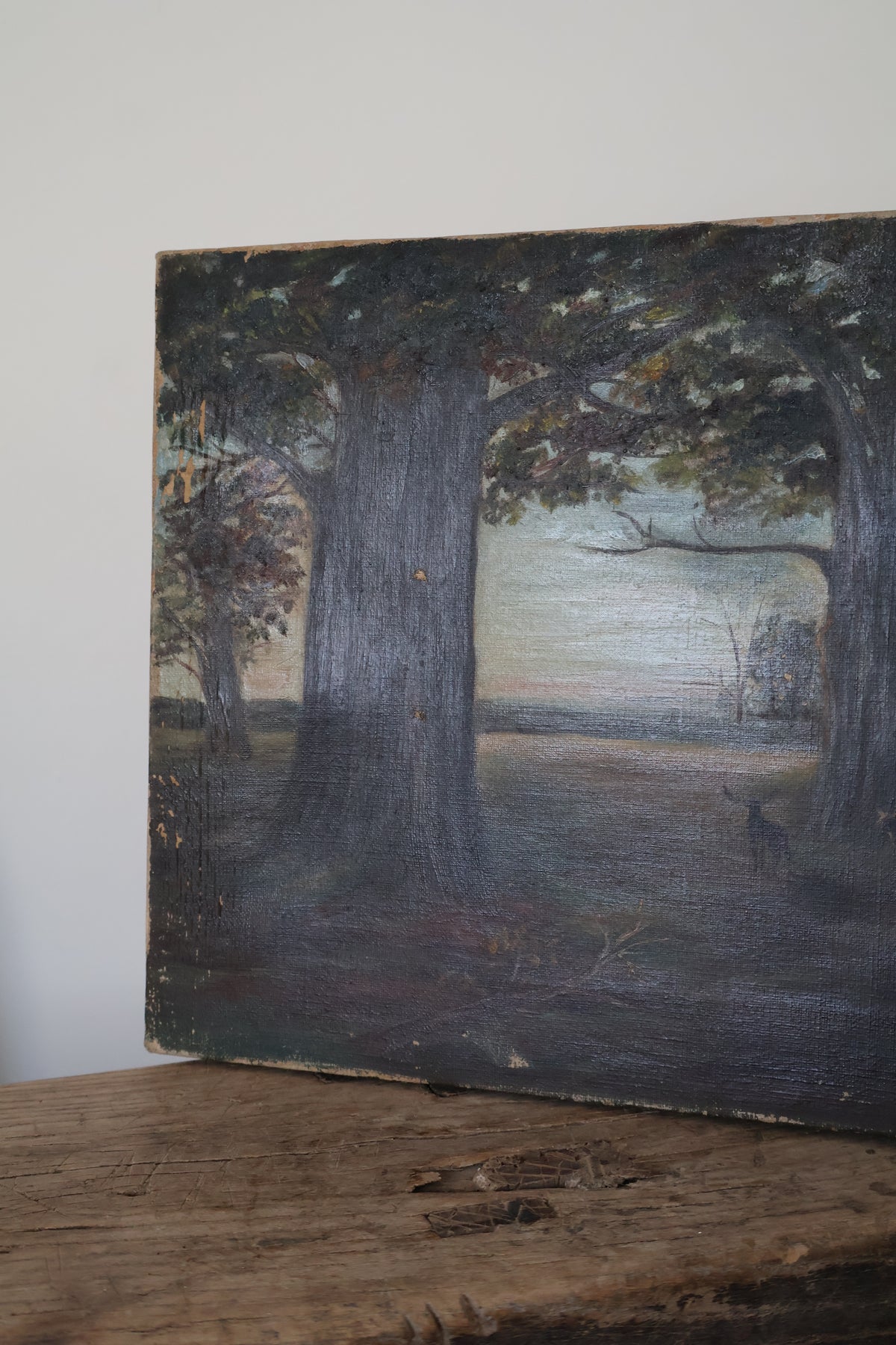 Antique Early 20th Century Oil on Canvas Landscape Scene