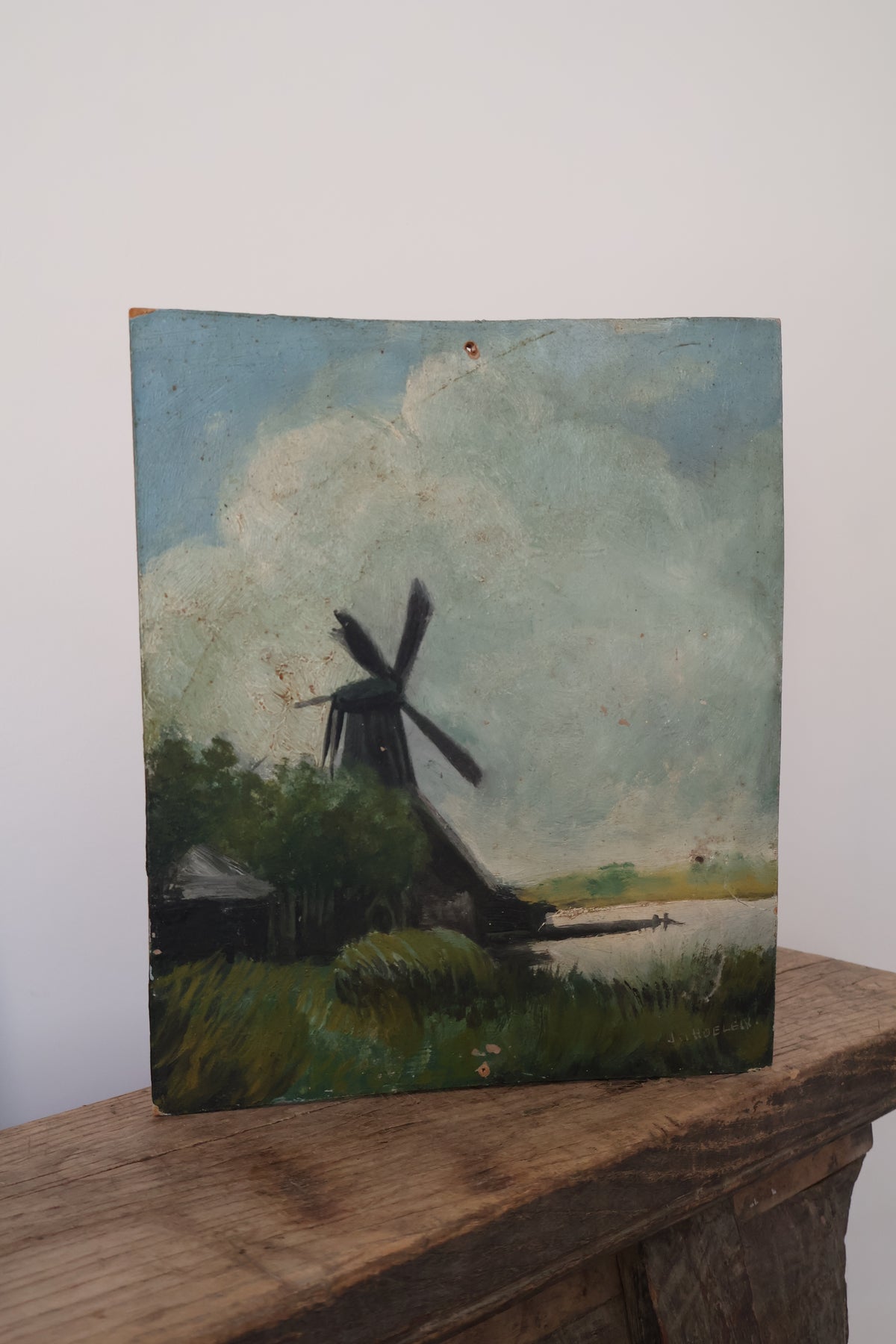 Antique Early 20th Century Oil on Board Dutch Scene