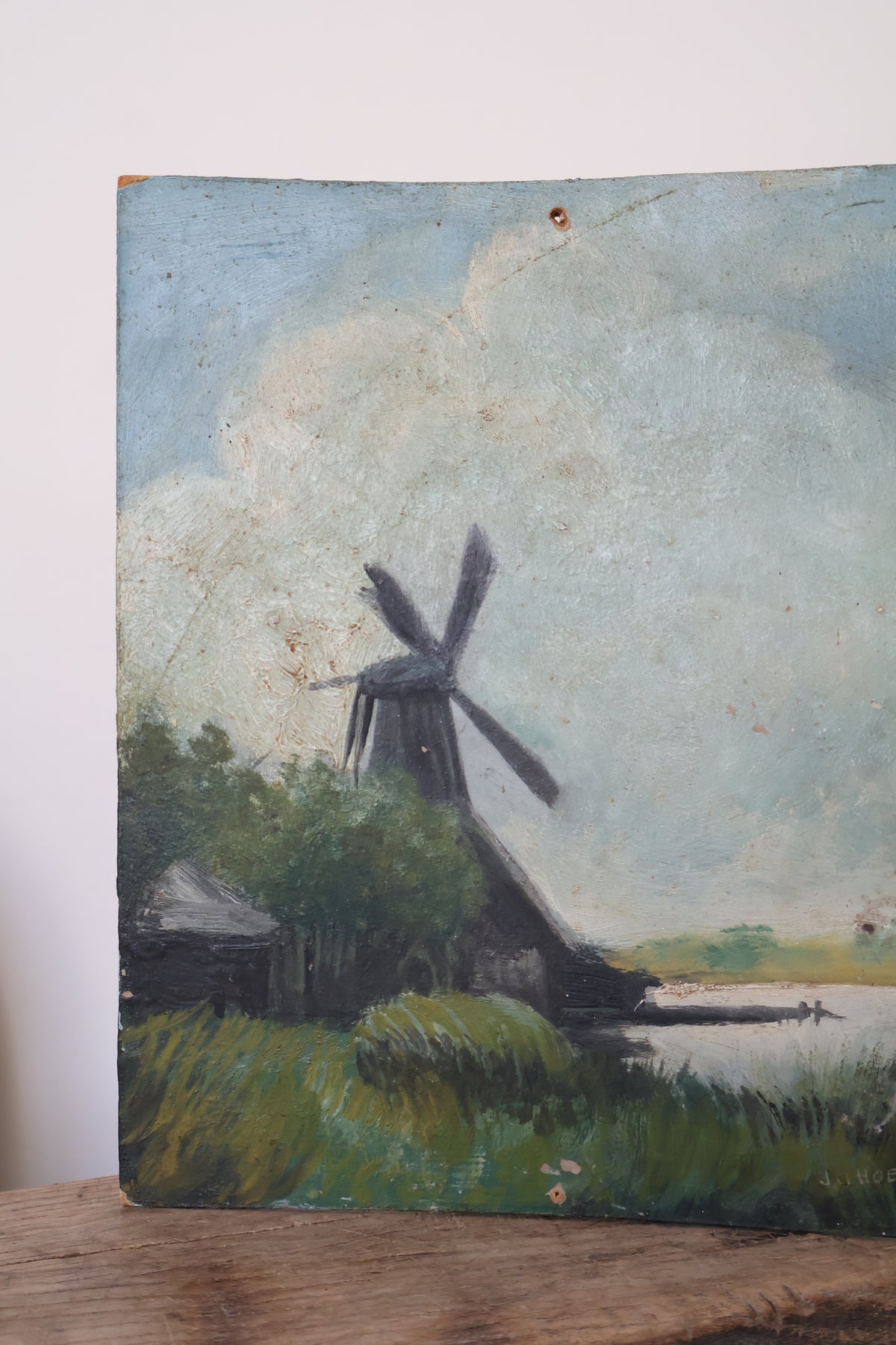Antique Early 20th Century Oil on Board Dutch Scene