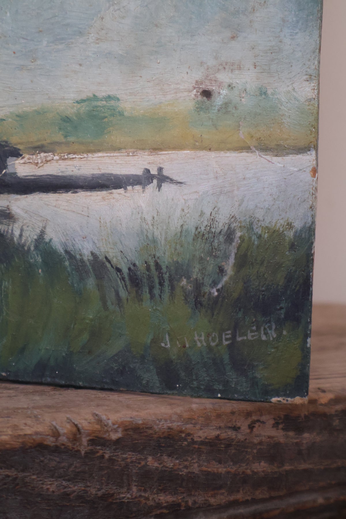 Antique Early 20th Century Oil on Board Dutch Scene