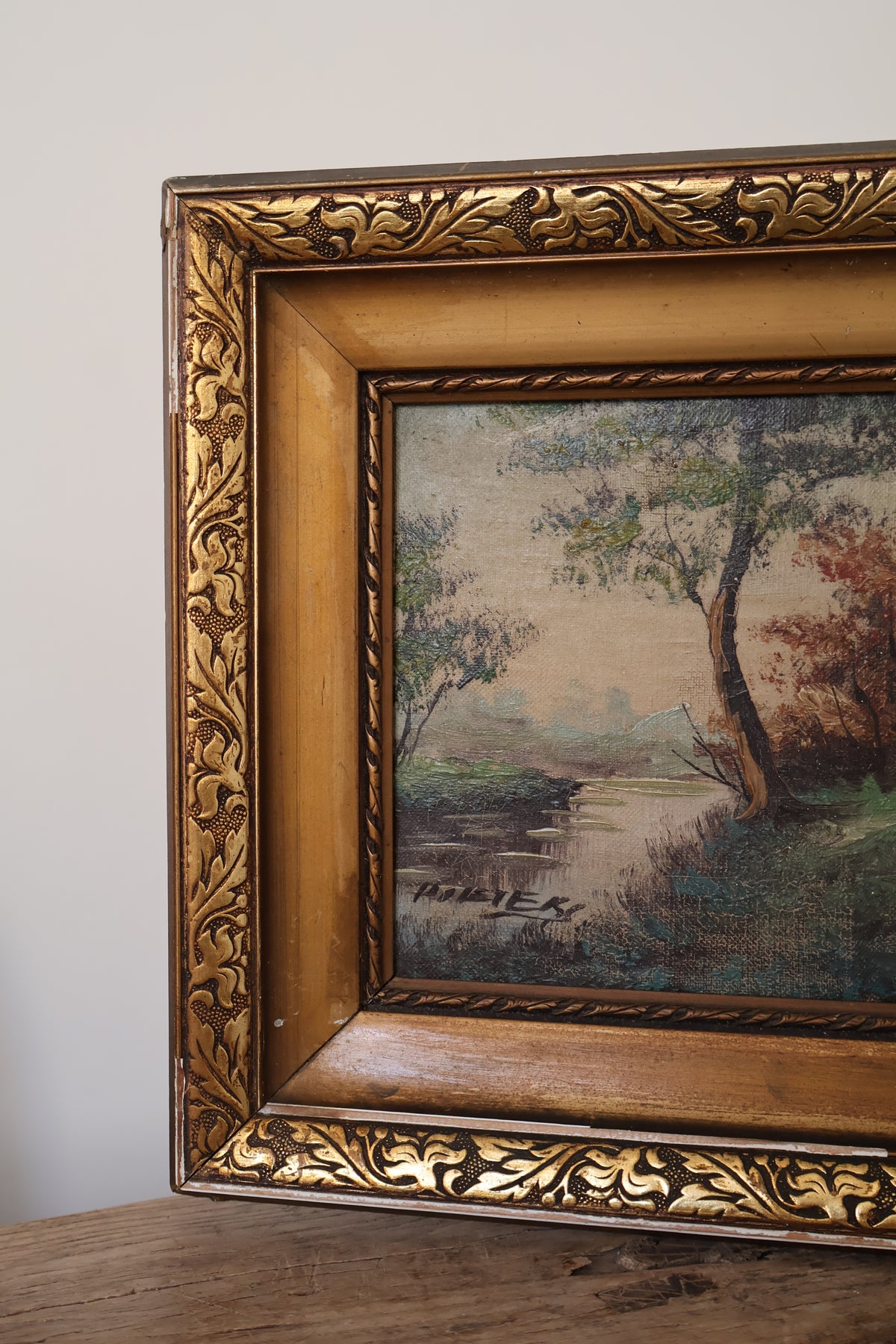 Antique Early 20th Century Pair of Dutch Landscape Oil on Canvas